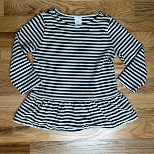 EUC size 6/7 CREWCUTS J.CREW Navy Striped 3/4 Peplum Top